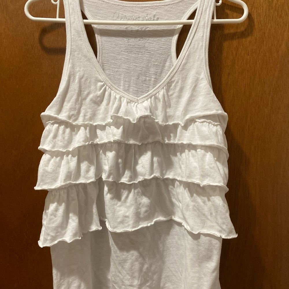 Aeropostale XL White 4 tier ruffle Razor Back Top